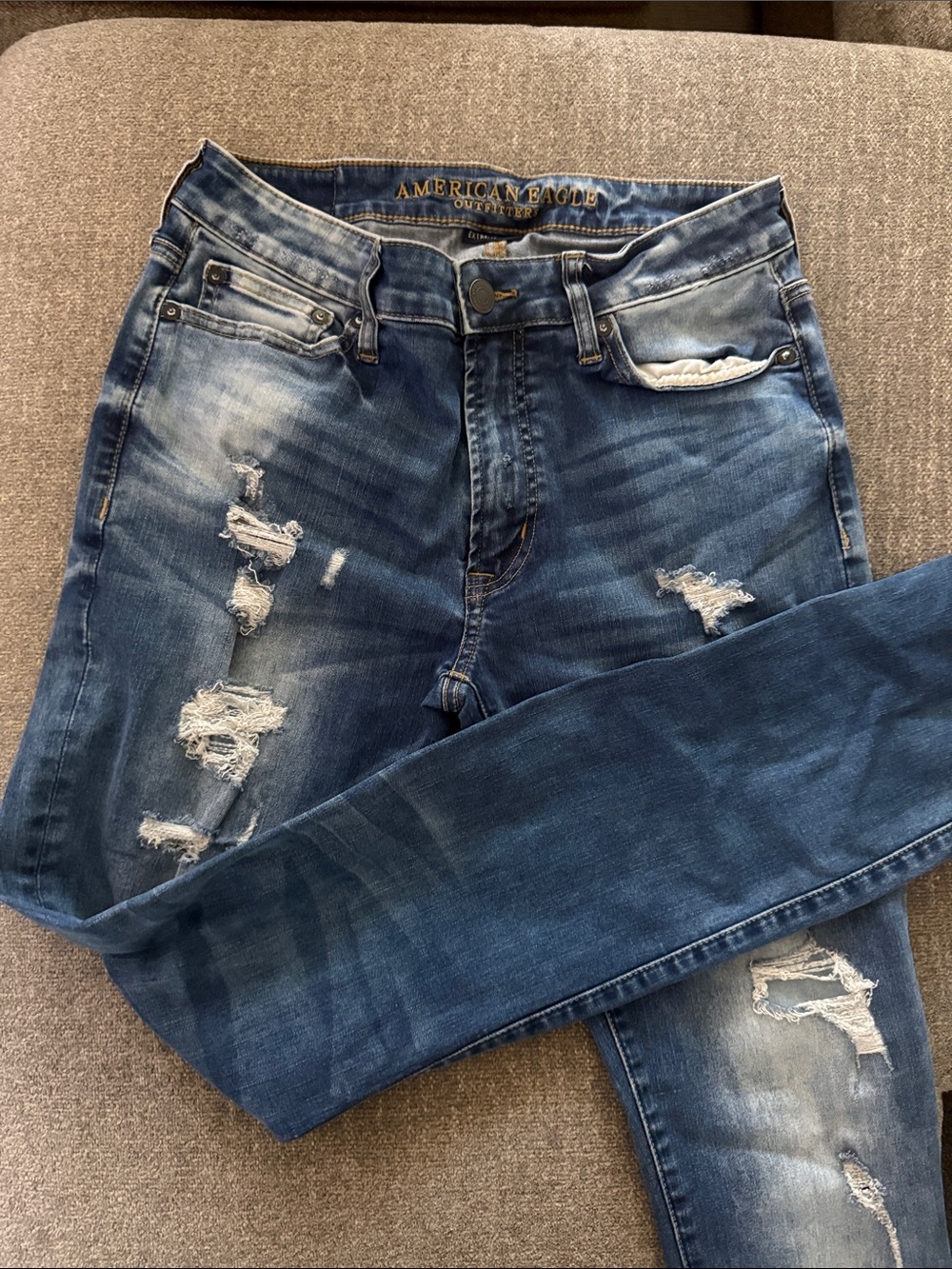 American Eagle Outfitters Women's Distressed Skinny Blue Jeans